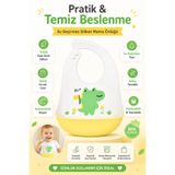 jojobebek Dinazor Figürlü Premium, Dayanıklı BPA'sız Ayarlanabilir Çocuk Silikon Mama Önlüğü (9+ Ay)