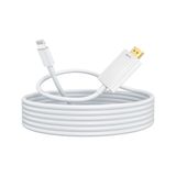 jojobnj Lightning - HDMI Kablosu 6ft HDMI Kablosu iPhone Dijital AV Adaptörü için, 1080P HD Video Senkronizasyon Ekranı, TV Projektör Monitörü için iPhone ile HDMI ile Uyumlu, Sadece Tak ve Çalıştır