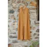 JOJOMIA Nina Keten ve TENCEL™ Uzun Elbise Hardal