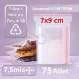 Jokey Ambalaj Kilitli Şeffaf Torba 7x9 cm Aksesuar,madeni Para,boncuk ve Buzdolabı Saklama Poşeti (75ADET)