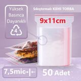 Jokey Ambalaj Kilitli Şeffaf Torba 9X11 cm Aksesuar,madeni Para,boncuk ve Buzdolabı Saklama Poşeti (50ADET)
