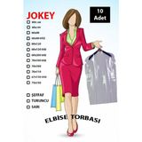 Jokey Kırtasiye Şeffaf Elbise Naylon Torbası Omuzlu 10 Adet (50X75 CM) Tozdan Koruma Özelliği