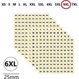 Jokey Kırtasiye Yuvarlak Mağaza Giysi, Beden Etiketi (210 Adet) ÇAPI-25MM Kendinden Yapışkanlı (Beden Seçenekli) - 6XL