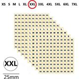 Jokey Kırtasiye Yuvarlak Mağaza Giysi, Beden Etiketi (210 Adet) ÇAPI-25MM Kendinden Yapışkanlı (Beden Seçenekli) - XXL