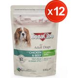 Jöleli Tavuklu Dana Etli Pouch Yaş Köpek Maması, 100 gr x 12 Adet, Tüm Irklar Için, Şekersiz