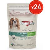 Jöleli Tavuklu Dana Etli Pouch Yaş Köpek Maması, 100 gr x 24 Adet, Tüm Irklar Için, Şekersiz