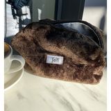 Joli Kahverengi Peluş Makyaj Çantası & Seyahat Çantası