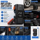 Jolita 4'ü 1 Arada Akü Takviye Cihazı, Dijital Lastik Şişirme Kompresörü, 10000MAH Powerbank ve LED El Feneri – 12V Araç Uyumlu - Siyah