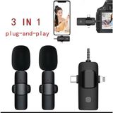 Jolita Ikili Kablosuz Yaka Mikrofonu 3.5mm Aux iPhone Type-C Pc Tablet Video Kayıt Vlog USB C ve Amfi - Siyah