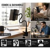 Jolita iPad 10.2 9.nesil Uyumlu 360° Dönebilen Esnek Masa Kenarı Tablet ve Telefon Tutucu Stand