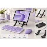 Jolita iPad 9.7 2017 5.nesil Uyumlu Ergonomik Tablet Çalışma Seti Stand+Klavye+Mouse - Mor