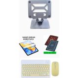 Jolita iPad Mini 2 Uyumlu Metal Stand Ekran Koruyucu Klavye Mouse Set - Sarı