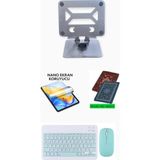 Jolita iPad Mini 2 Uyumlu Metal Stand Ekran Koruyucu Klavye Mouse Set - Turkuaz