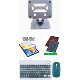 Jolita iPad Mini 3 Uyumlu Metal Stand Ekran Koruyucu Klavye Mouse Set - Yeşil