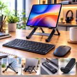 Jolita iPad Mini 5 Uyumlu Ergonomik Tablet Çalışma Seti Stand+Klavye+Mouse - Siyah