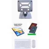 Jolita iPad Mini 5 Uyumlu Metal Stand Ekran Koruyucu Klavye Mouse Set - Beyaz