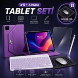 Jolita iPad Pro 11 2018 Uyumlu 4’lü Tablet Seti Klavye + Kılıf + Kalem - Mor