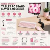 Jolita iPad Pro 11 2018 Uyumlutablet Pc Standı Kablosuz Klavye ve Mouse Ergonomik Çalışma Seti - Pembe