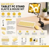 Jolita iPad Pro 11 (2024) Uyumlutablet Pc Standı Kablosuz Klavye ve Mouse Ergonomik Çalışma Seti - Sarı