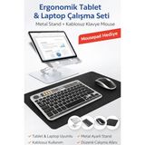 Jolita iPad Pro 11 M5 2025 Uyumlu Ergonomik Tablet Çalışma Seti Metal Stand Rgb Klavye Mouse - Siyah