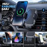 Jolita iPhone 17 Pro Uyumlu 15W Hızlı Kablosuz Şarjlı Araç Içi Telefon Tutucu – 360° Döner Havalandırma Montajlı
