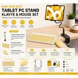Jolita Lenovo M10 Plus 10.3'' X606F X606X Uyumlutablet Pc Standı Kablosuz Klavye ve Mouse Ergonomik Çalışma Seti - Sarı