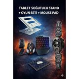 Jolita Samsung Galaxy Tab S11 Uyumlu Tablet Oyun Seti Fan 360° Stand Mekanik Klavye Mouse - Siyah