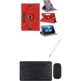 Jolita Teclast P50T 11" Uyumlu Kılıf Bluetooth Klavye Dokunmatik Kalem - Kırmızı