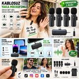 Jolita Xiaomi 12 / 12 Pro / 12S Ultra Uyumlu 4’lü Kablosuz Yaka Mikrofonu Seti 2.4g – Type-C Lightning 3.5mm Uyumlu Vlog Canlı Yayın Röportaj Mikrofonu - Siyah