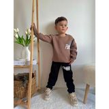 Jolly Kids Erkek Çocuk Baskılı Sweatshirt Takım - 3 - 4 Yaş - Kahverengi