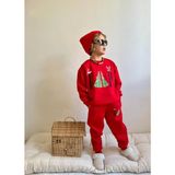 Jolly Kids Erkek Çocuk Yılbaşı Sweatshirt Kışlık Şardonlu Takım - 5 - 6 Yaş - Kırmızı