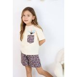 Jolly Kids Kız Çocuk Cep Detaylı Dokuma Şortlu Takım - Mor - 6 - 7 Yaş
