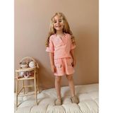 Jolly Kids Kız Çocuk Müslin Kumaş Çiçek Nakışlı Şortlu Takım - 9 - 10 Yaş - Pudra