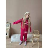 Jolly Kids Kız Çocuk Şeritli Sweatshirt Eşofmanlı Kışlık Takım - 9 - 10 Yaş - Fuşya