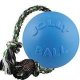 Jolly Pets Romp-n-Roll İp ve Top Köpek Oyuncağı, 4,5 inç/Küçük, Yaban Mersini Tüm Cinsler İçin