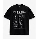 Jon Snow Game Of Thrones Baskılı Siyah Unisex T-Shirt - XL