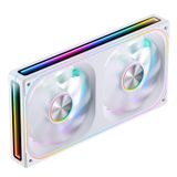 JONSBO ZA-240W PC Kasa Fanı, Hepsi (2) Bir Arada, 2x120mm ARGB Fanlı Tek Çerçeve Ünitesi, PWM, 3Pin ARGB, 4 Taraflı Infinity Ayna Fanı 2400RPM, Alüminyum İsim Plakası, 28mm Kalın Beyaz