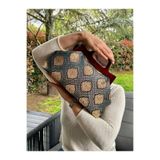 JOPHIEL ATELIER Cassiel - Ahşap Burslu Kumaş Portföy Çanta, Clutch, El Çantası