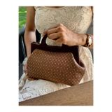 JOPHIEL ATELIER Raphael - Ahşap Burslu Kumaş Çanta, Clutch, El Çantası, Portföy, Kadın Çanta, Çanta