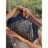 JOPHIEL Patchwork, Zincirli, Ahşap Burslu Çanta, Clutch, El Çantası, Kol Çantası, Omuz Çantası - Renkli