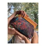 JOPHIEL Penalope Collection - Zincirli, Ahşap Burslu Kumaş Çanta, Clutch, El Çantası, Çanta