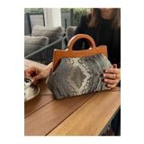 JOPHIEL Raphael - Ahşap Burslu Kumaş Çanta, Clutch, El Çantası, Portföy, Kadın Çanta, Çanta