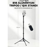 Jopree B18 Alüminyum Tripod / Işık Standı 180 cm Maksimum Uzunluk-Telefon Tutucu+Çanta+Kumanda - Siyah