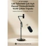 Jopree Tekerlekli Vlog Tripod Stand 360° Döner 8 Eksen Ayarlı Bluetooth Kumandalı Profesyonel | L66