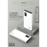 Jopus 10000mAh PowerBank PD 22.5W Hızlı Şarj Dijital Ekranlı Taşınabilir Şarj Cihazı Beyaz, 17523