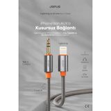 Jopus 11 12 13 14 Pro Max Serisi Uyumlu Lightning Örgülü Aux Kablosu, iPhone Aux Tak Çalıştır, 1 M Ja-05 - Gri - Turuncu