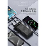 Jopus 20000MAH Powerbank Dahili Kablolu - LCD Ekranlı - Taşınabilir Şarj Cihazı - Siyah JP-P11A