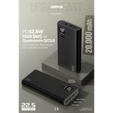 Jopus 20000mAh PowerBank PD 22.5W Hızlı Şarj Dijital Ekranlı Taşınabilir Şarj Cihazı Siyah, 17524