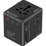 Jopus 35W Gan Hızlı Şarj Adaptörü 5 Çıkışlı Universal Priz 1 Usb-A 4 Usb-C Seyahat Şarj Cihazı - AZ-A33 Standart - Siyah
