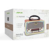 Jopus Bluetooth Nostaljik Speaker Fm/am/sw Radyo Şarj Edilebilir Aydınlatmalı Hoparlör Trt Bandrollü - Retrobox - Kahverengi